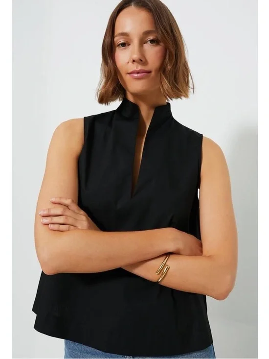 TUCKERNUCK Black Celeste Top Sleeveless Swing Blouse Cotton Size Small - Picture 1 of 9